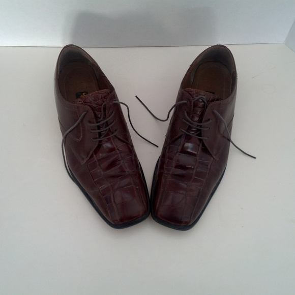 brown leather square toe men's lace tie shoes 11M - Picture 2 of 8